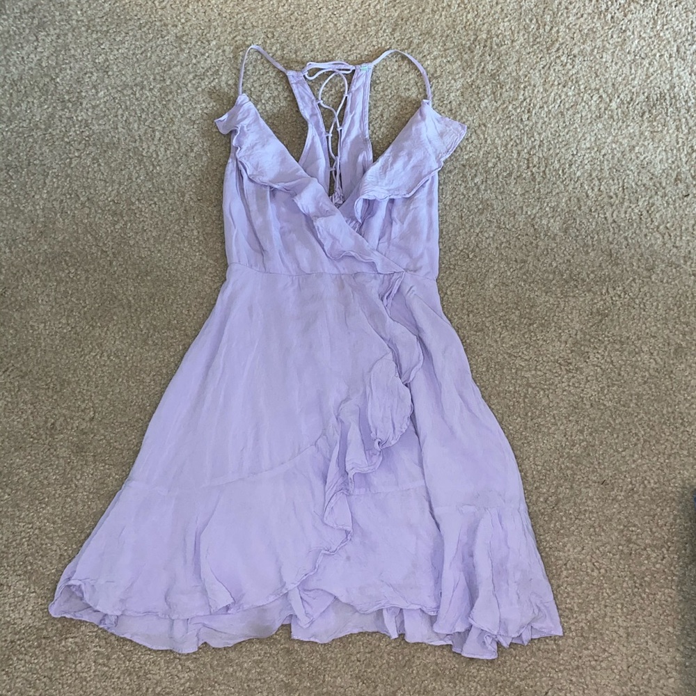 UO Kimchi Blue Lavender Boho Mini Wrap Dress